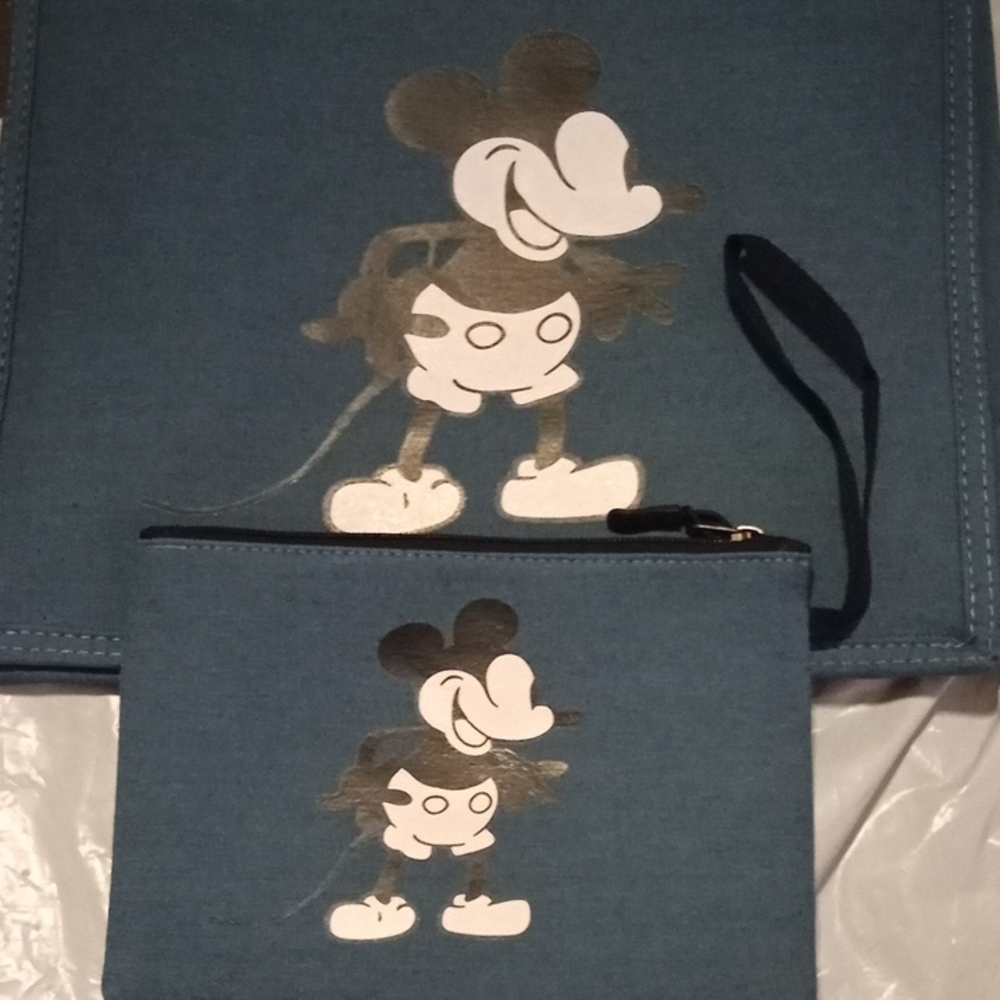 Blue Mickey Mouse Tote and Pouch Set